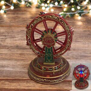 MERRY BRIGHT -- Christmas Ferris Wheel, Lighted, Musical, Motion, Red/Gold